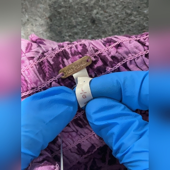 Free People Smock It To Me Mini Dress - Azalea Combo Purple Floral - Large - NWT - Picture 10 of 11